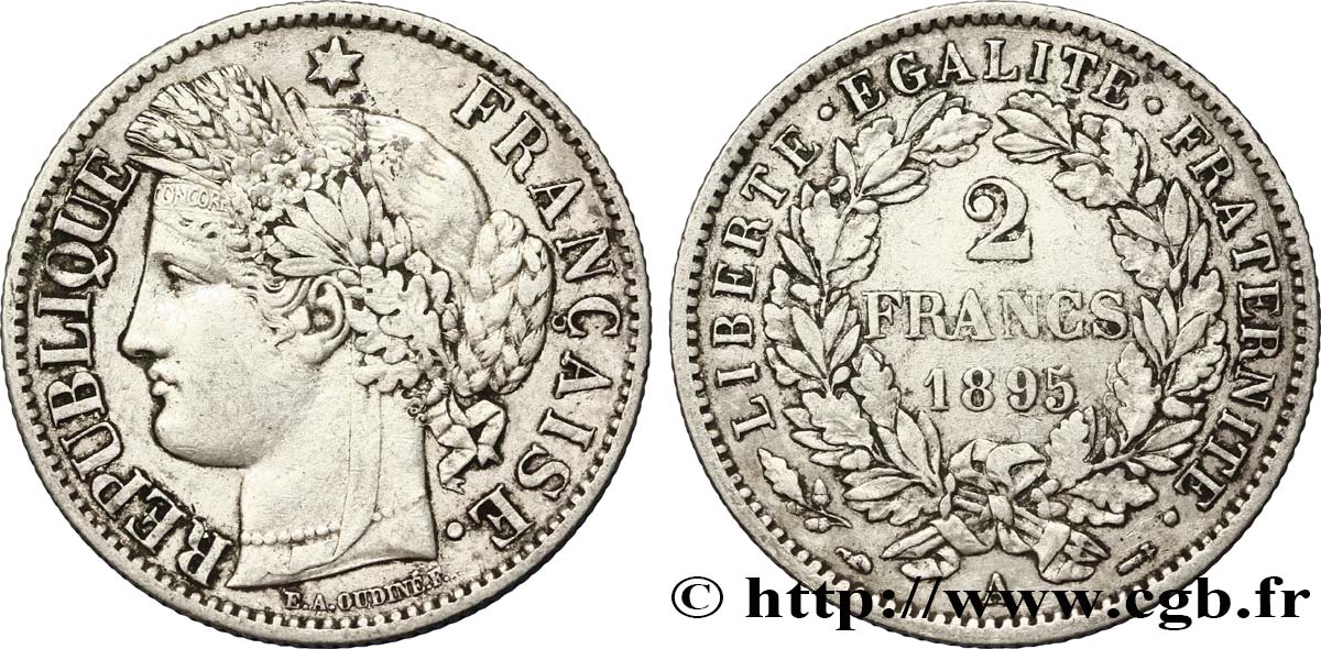 2 francs Cérès, avec légende 1895 Paris F.265/17 BB45 