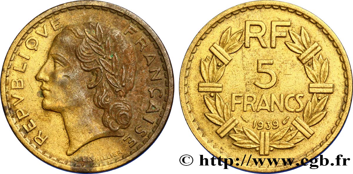 5 francs Lavrillier, bronze-aluminium 1939  F.337/3 MBC45 