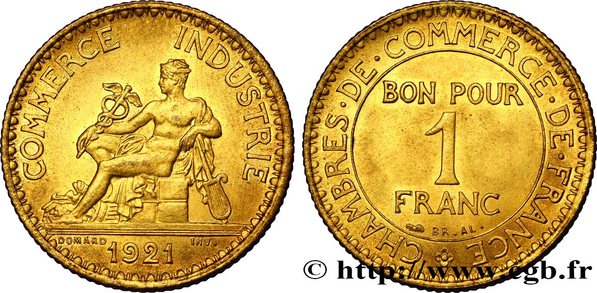 1 franc Chambres de Commerce 1921 Paris F.218/3 VZ60 