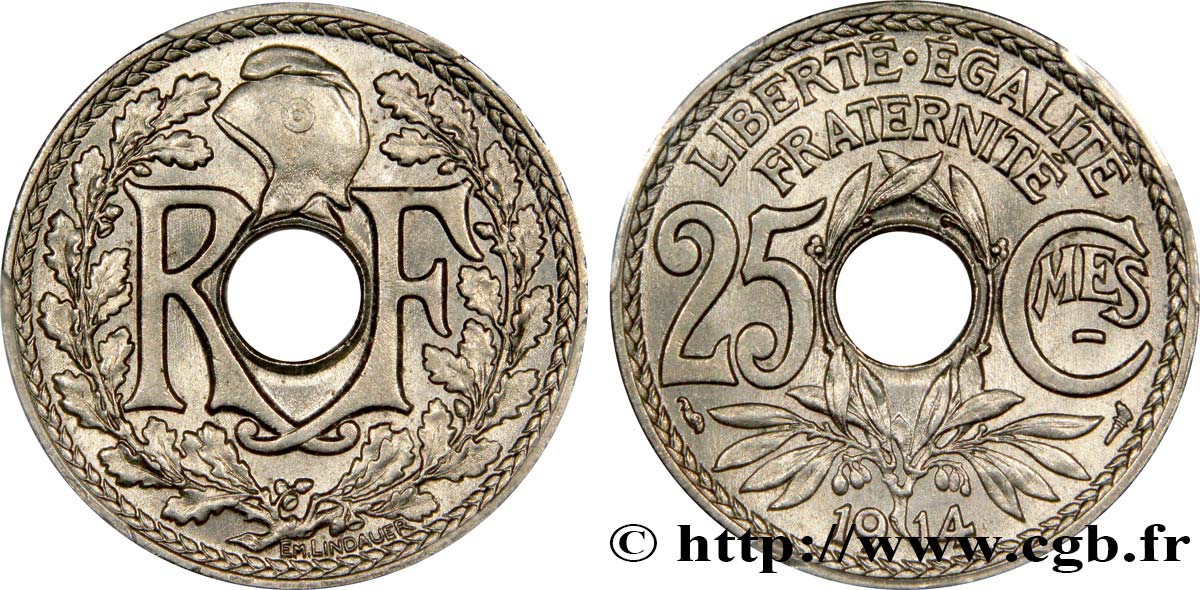 25 centimes Lindauer, Cmes souligné 1914  F.170/2 fST64 
