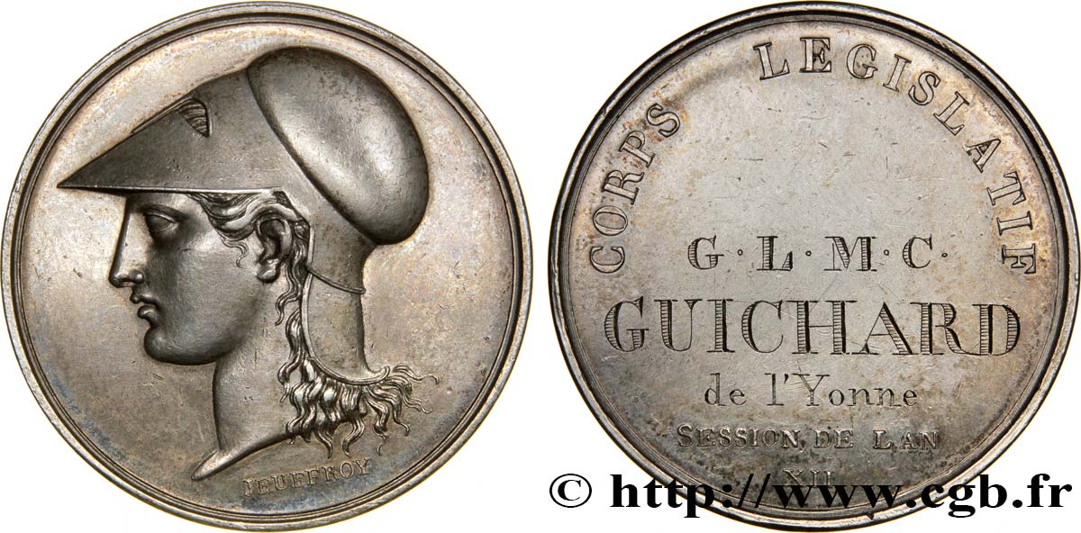 Médaille AR 38, Guichard député au Corps législatif 1804 Paris Bramsen297  EBC60 