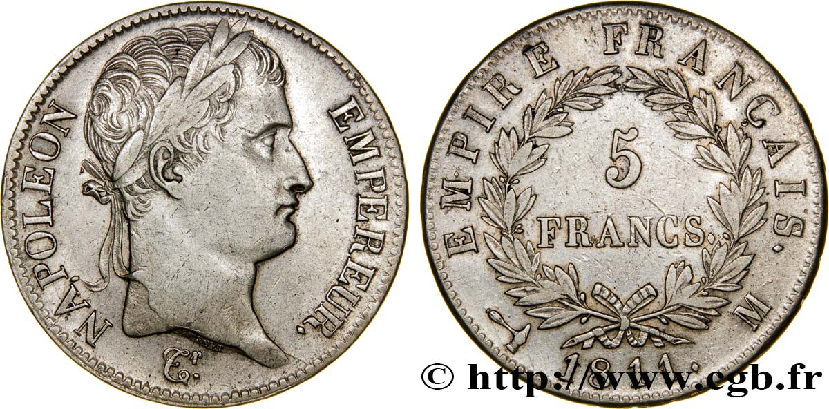 5 francs Napoléon Empereur, Empire français 1811 Toulouse F.307/35 BB48 
