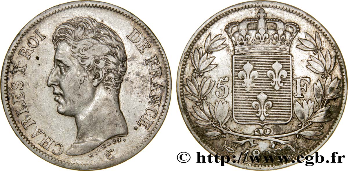 5 francs Charles X, 1er type 1826 Toulouse F.310/23 MBC45 