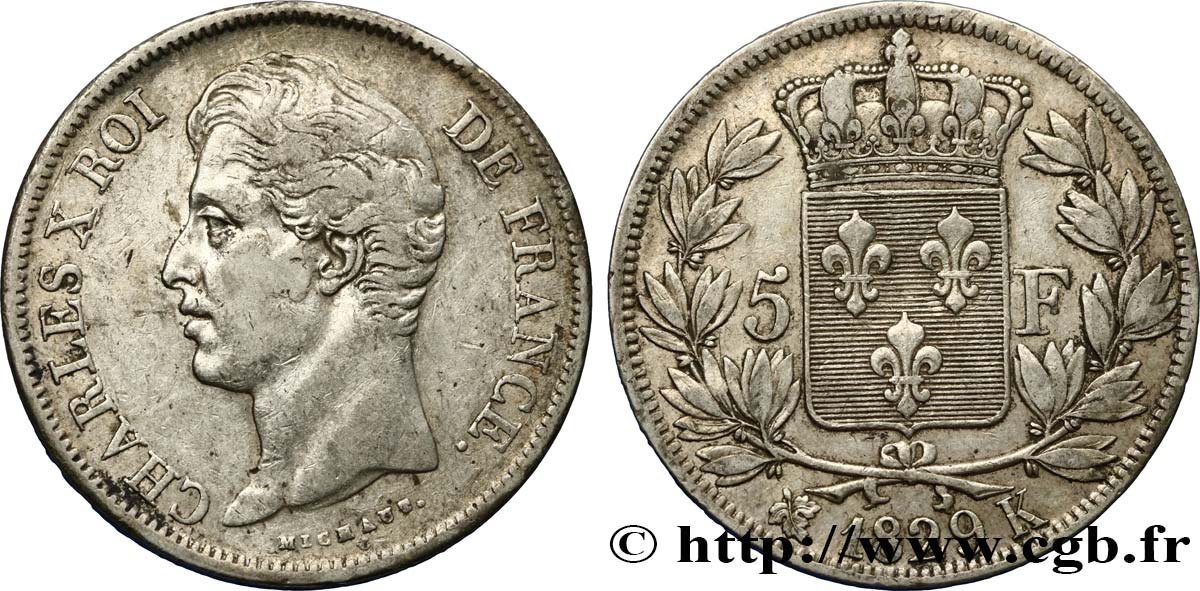 5 francs Charles X, 2e type 1829 Bordeaux F.311/33 BB42 