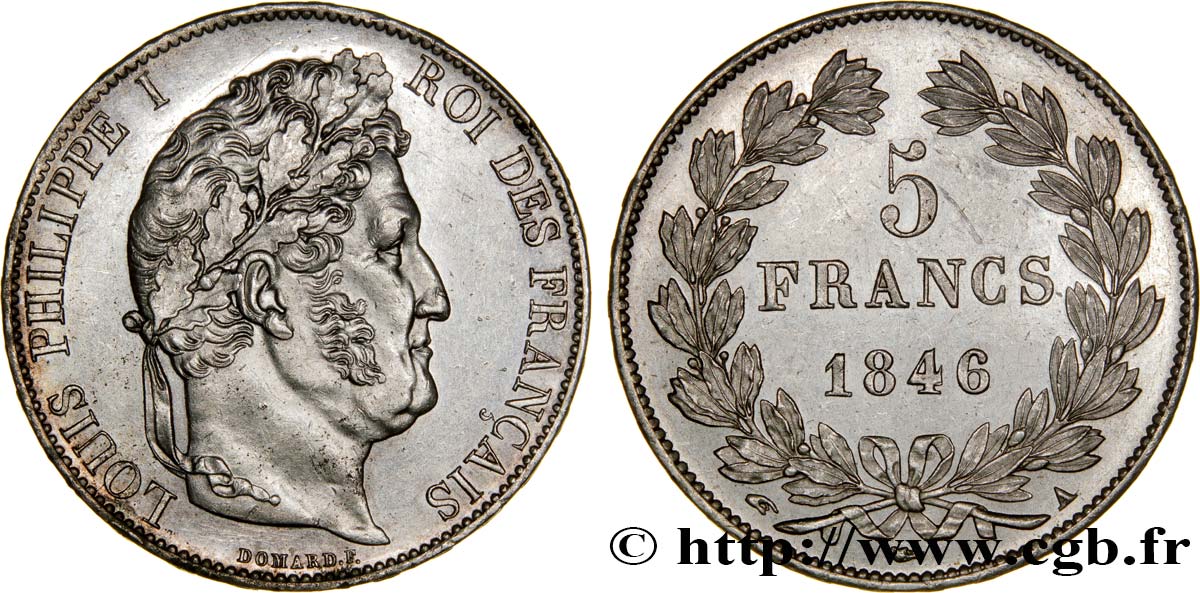 5 francs IIIe type Domard 1846 Paris F.325/10 EBC57 