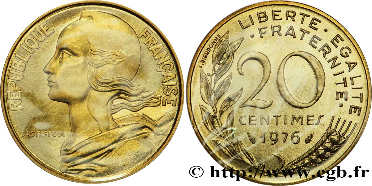20 centimes Marianne 1976 Pessac F.156/16 MS68 