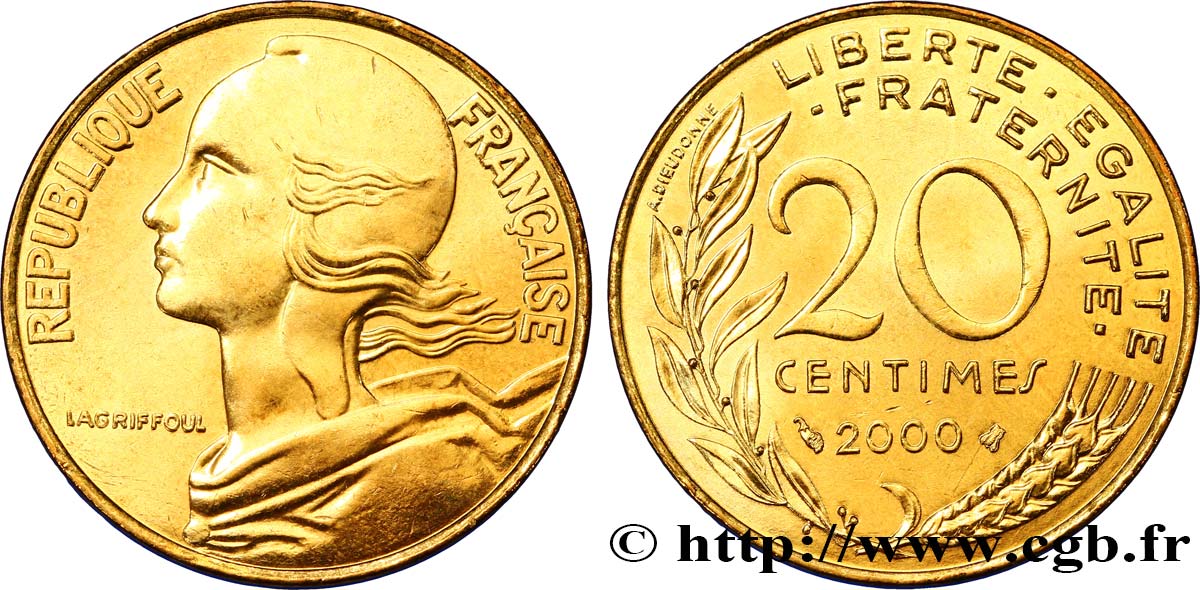 20 centimes Marianne 2000 Pessac F.156/44 SC64 
