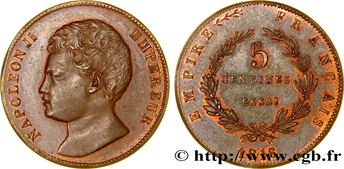 Essai de 5 centimes en bronze 1816  VG.2413  MS60 