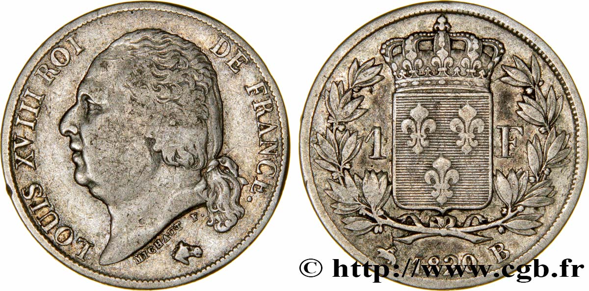 1 franc Louis XVIII 1820 Rouen F.206/31 S25 