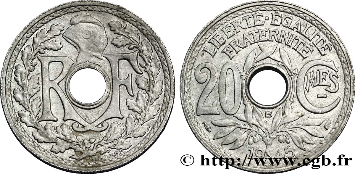 20 centimes Lindauer 1945 Beaumont-Le-Roger F.155/3 VZ58 