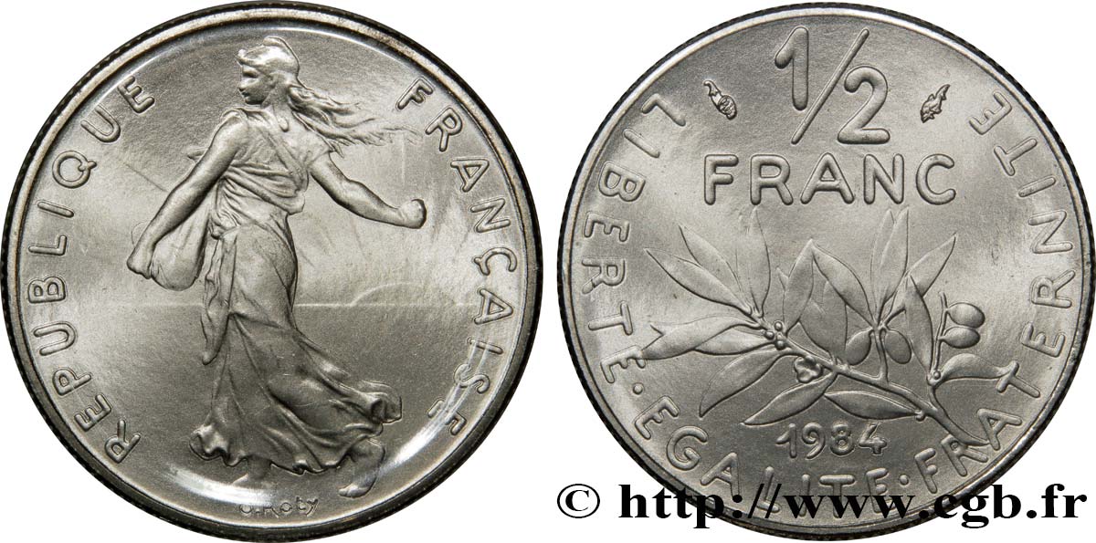 1/2 franc Semeuse 1984 Pessac F.198/23 MS70 