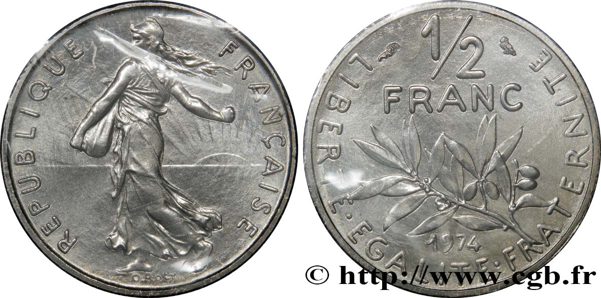 1/2 franc Semeuse 1974 Pessac F.198/13 MS70 