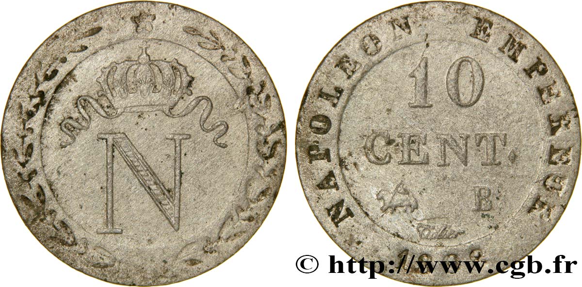 10 cent. à l N couronnée 1808 Rouen F.130/3 BB48 