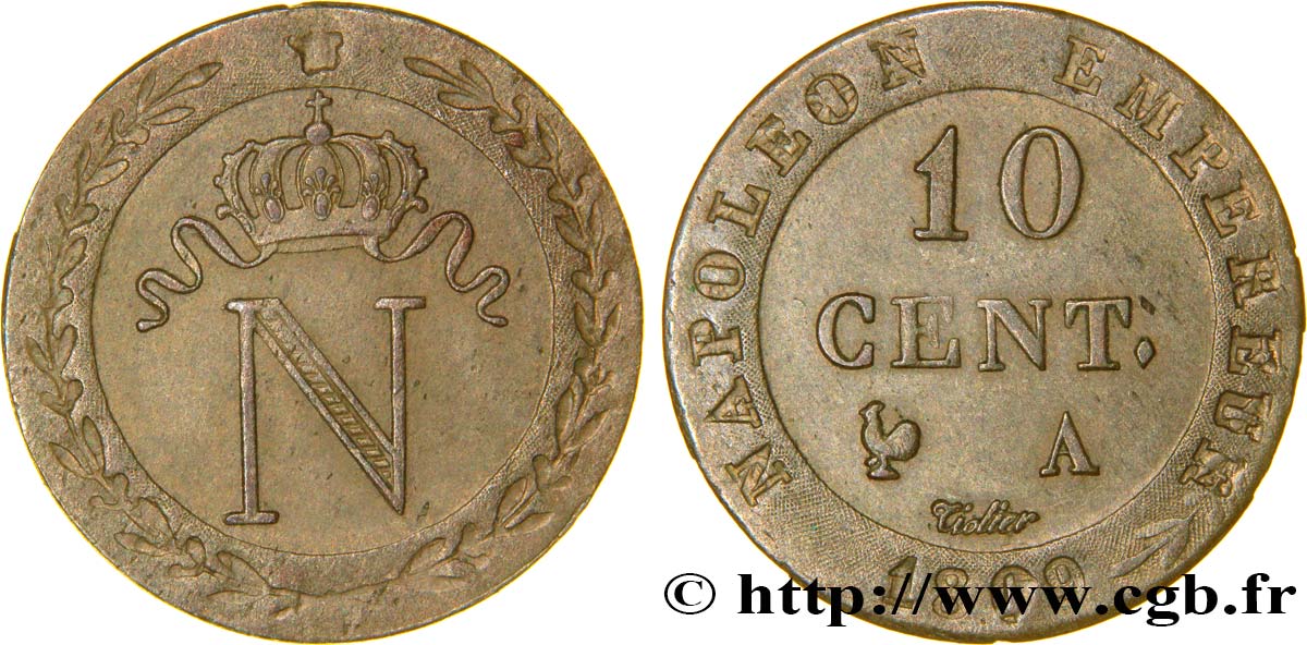 10 cent. à l&nbsp;N couronnée 1809 Paris F.130/10 TTB51 