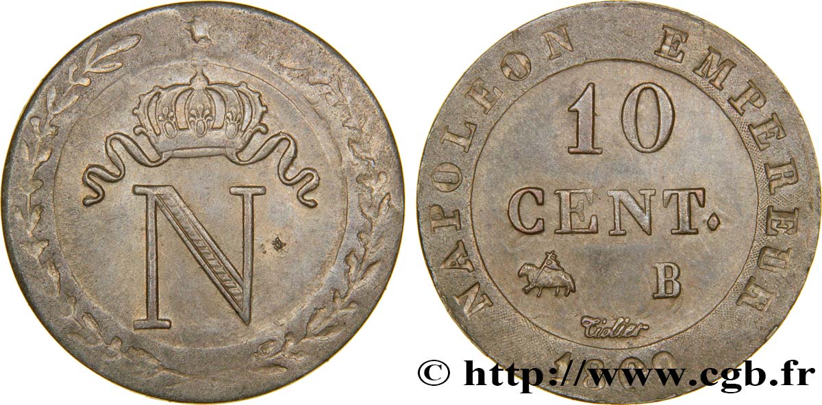 10 cent. à l N couronnée 1809 Rouen F.130/11 TTB52 