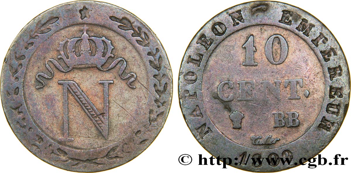 10 cent. à l N couronnée 1809 Strasbourg F.130/12 TB32 