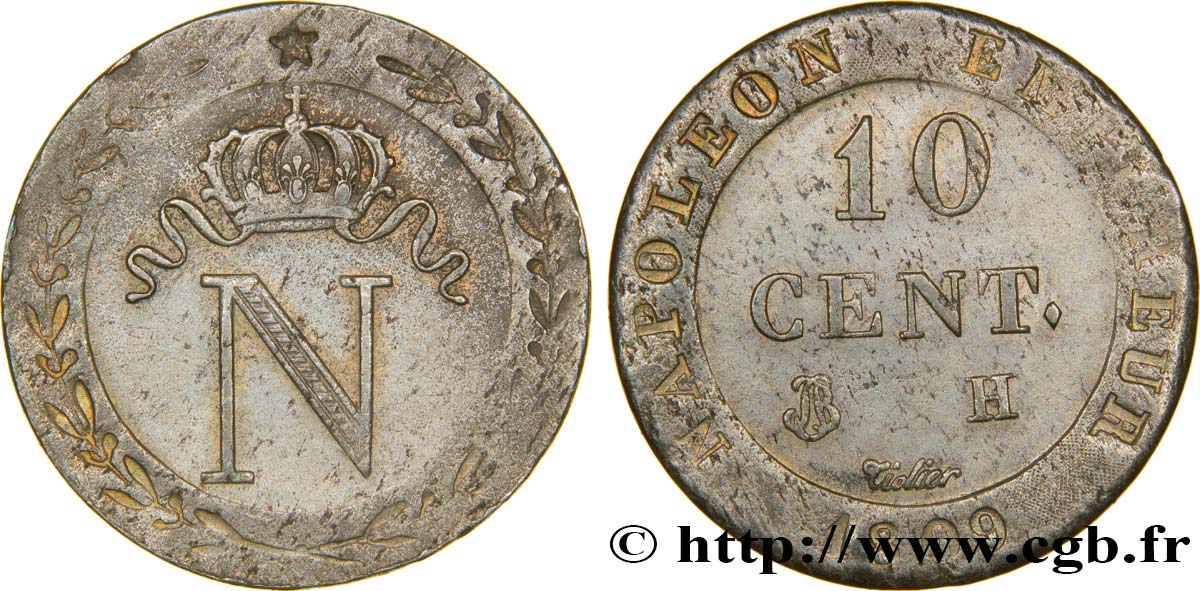 10 cent. à l N couronnée 1809 La Rochelle F.130/13 TTB50 