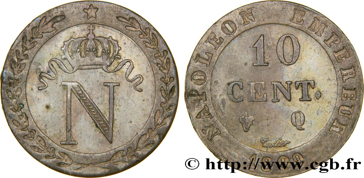 10 cent. à l N couronnée 1809 Perpignan F.130/17 SUP58 