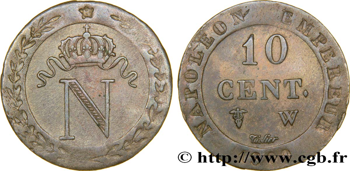 10 cent. à l N couronnée 1809 Lille F.130/19 AU53 