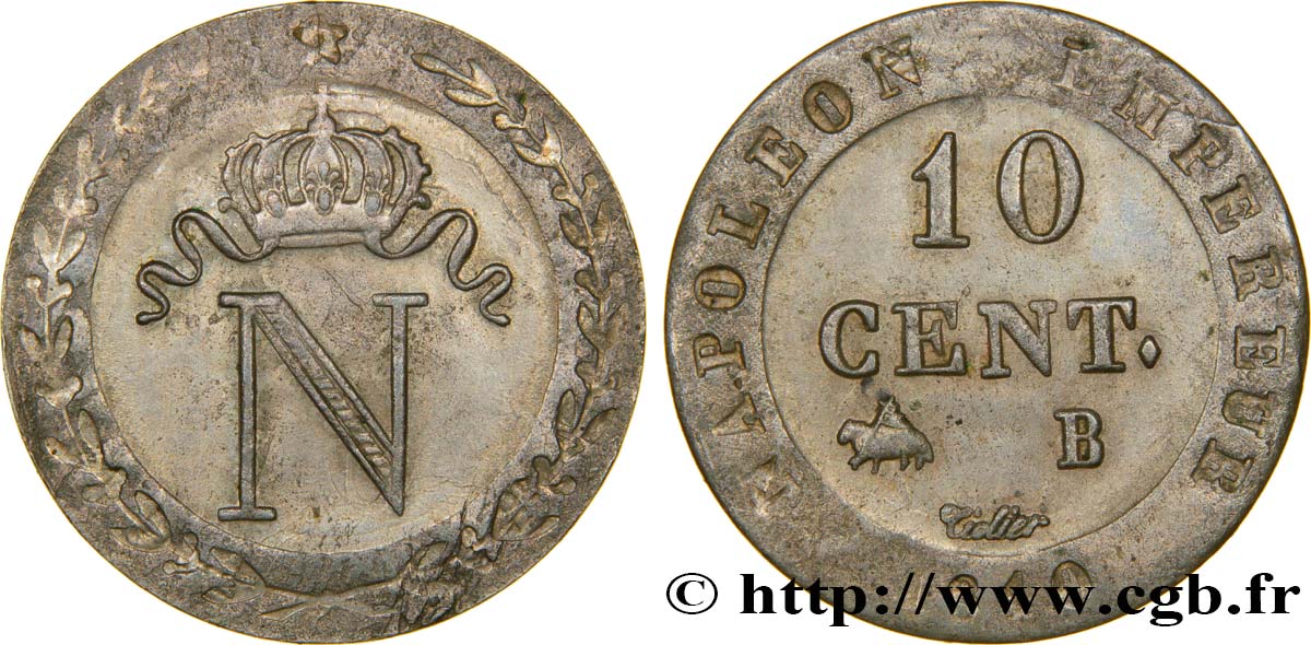 10 cent. à l N couronnée 1810 Rouen F.130/20 SUP56 