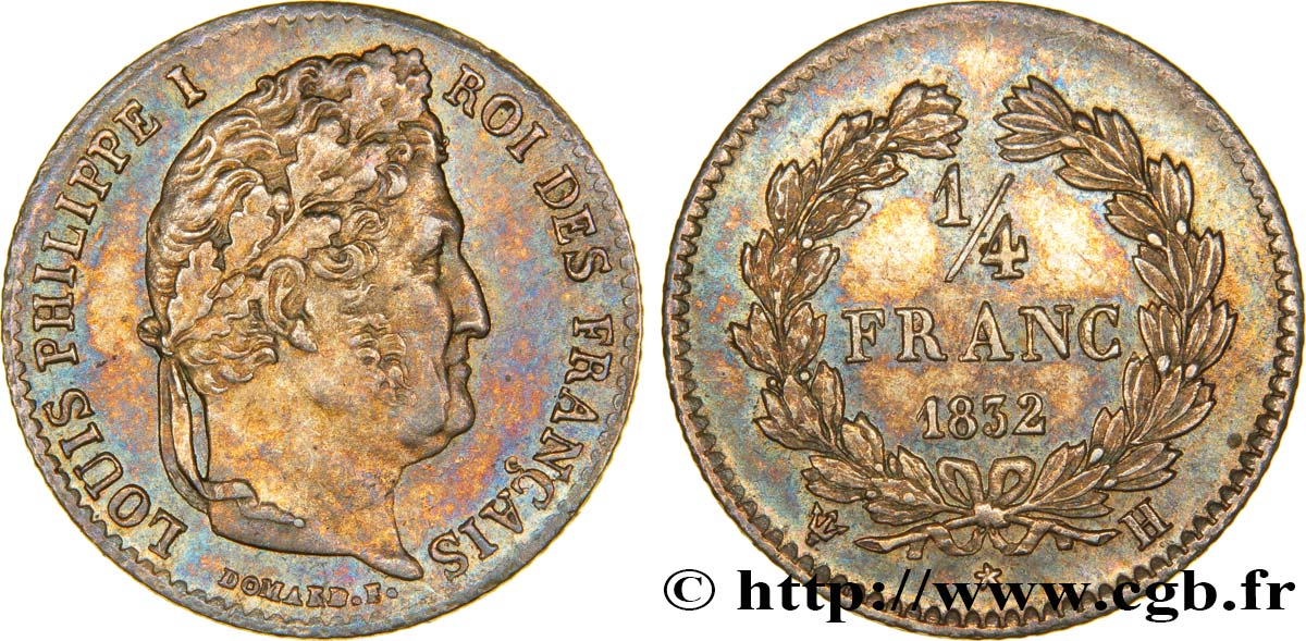 1/4 franc Louis-Philippe 1832 La Rochelle F.166/19 TTB50 