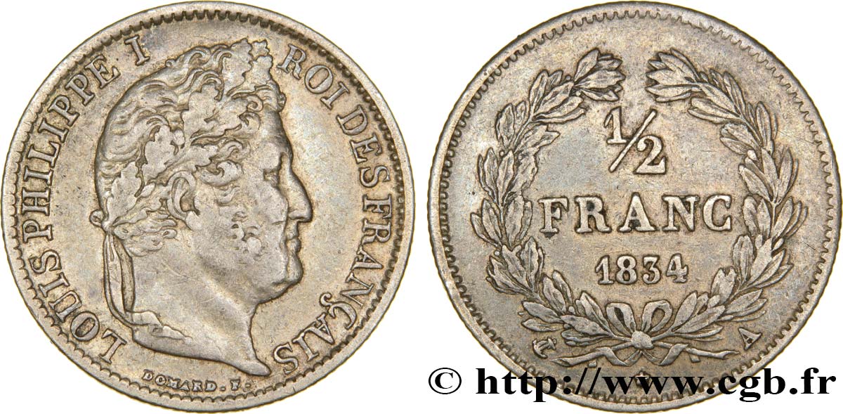 1/2 franc Louis-Philippe 1834 Paris F.182/40 TTB40 