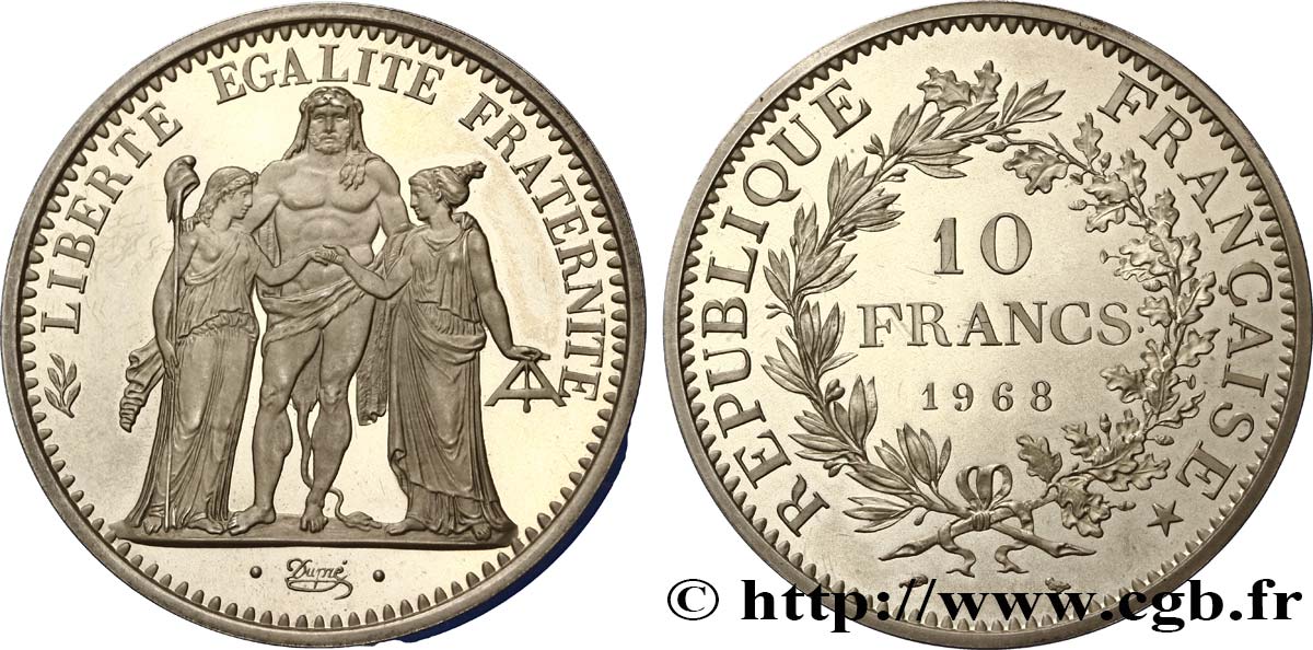 Piéfort argent de 10 francs Hercule 1968 Paris F.364/7P fmd_335746 Modernes