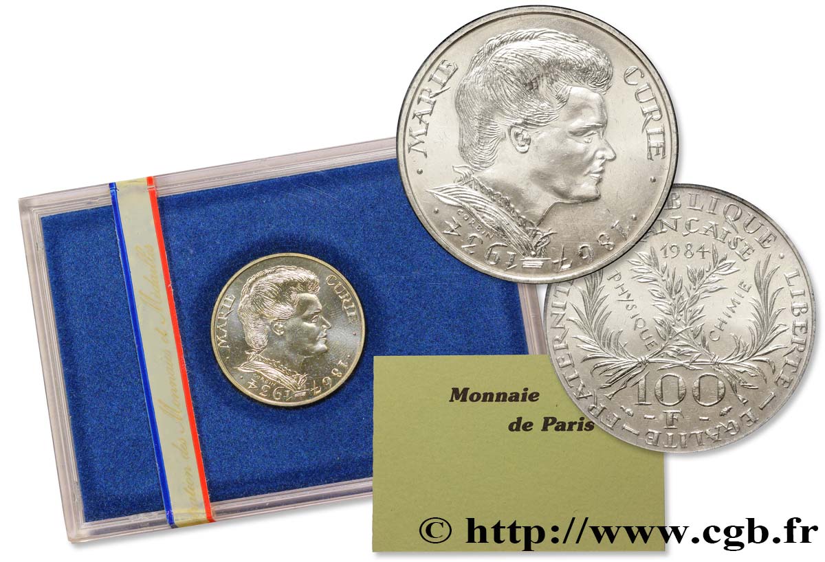 Brillant Universel 100 francs Marie Curie  1984 Paris F.452/2 var. MS70 
