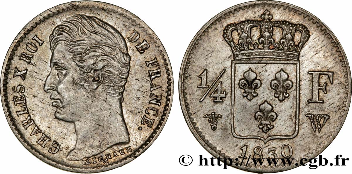 1/4 franc Charles X 1830 Lille F.164/42 SUP58 