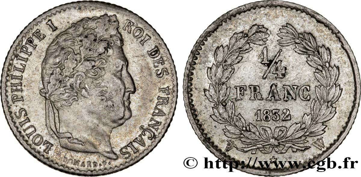 1/4 franc Louis-Philippe 1832 Lille F.166/29 SS48 