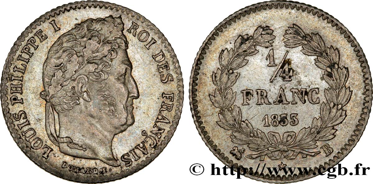 1/4 franc Louis-Philippe 1833 Rouen F.166/31 EBC58 