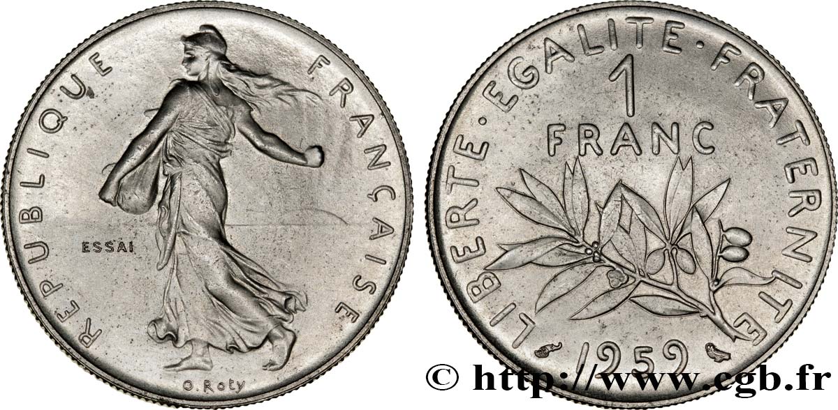 Essai de 1 franc Semeuse, nickel 1959 Paris F.226/3 MS65 