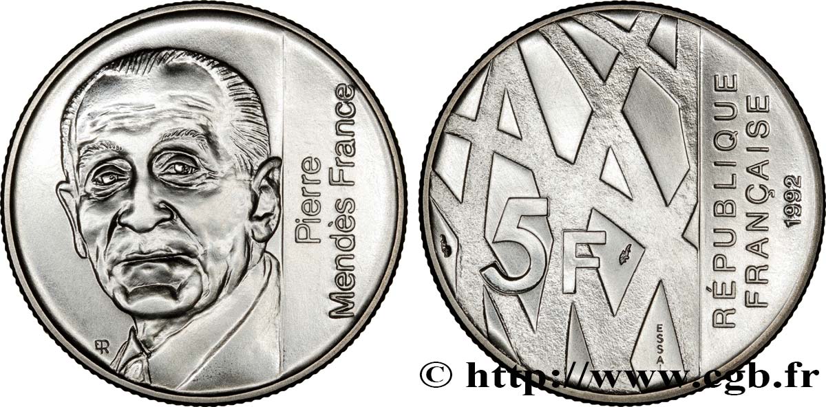 Essai de 5 francs Mendès-France 1992 Pessac F.343/1 ST66 