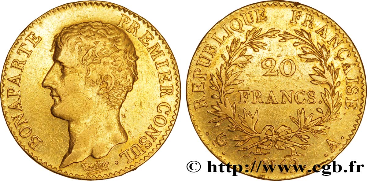 20 francs or Bonaparte Premier Consul 1804 Paris F.510/2 TTB48 