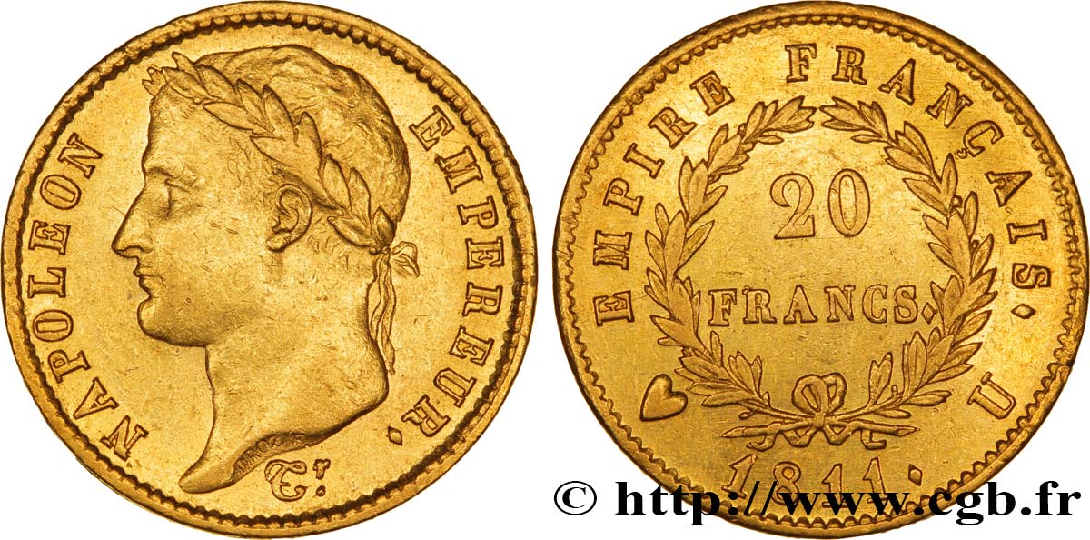 20 francs or Napoléon tête laurée, Empire français 1811 Turin F.516/20 TTB45 