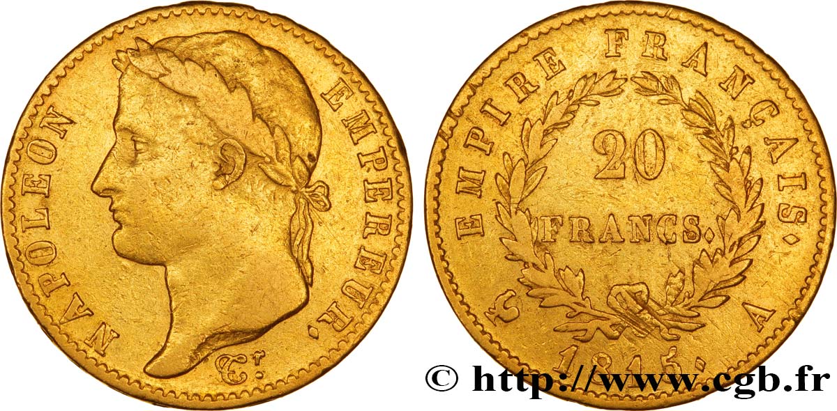 20 francs or Napoléon tête laurée, Cent-Jours 1815 Paris F.516A/1 BC35 