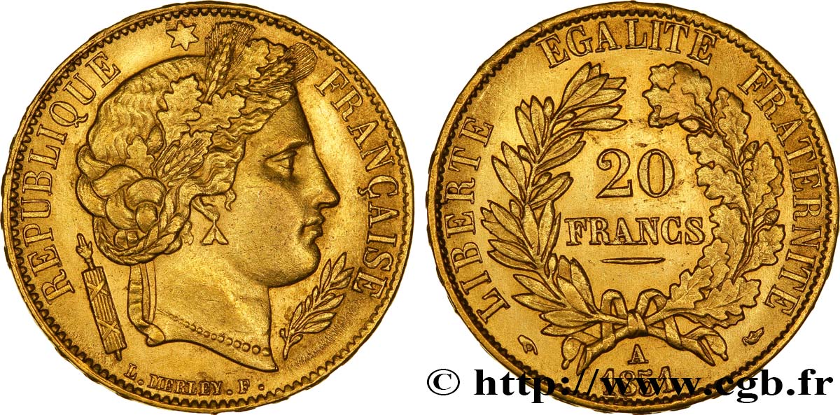 20 francs or Cérès 1851 Paris F.529/4 MBC52 