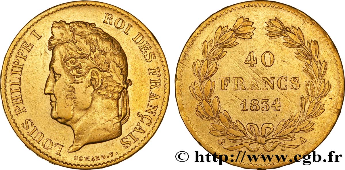 40 francs or Louis-Philippe 1834 Paris F.546/6 TTB42 