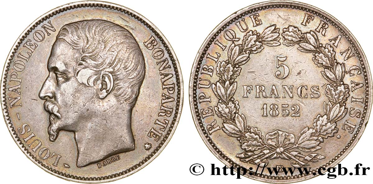 5 francs Louis-Napoléon 1852 Strasbourg F.329/3 XF45 
