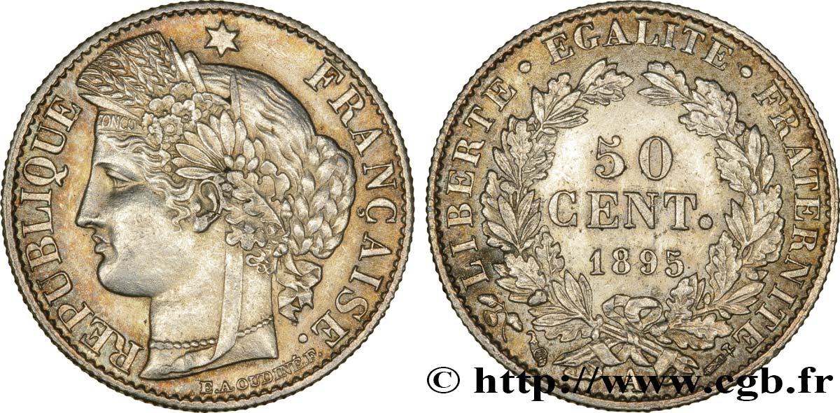 50 centimes Cérès, IIIe République 1895 Paris F.189/16 SPL58 
