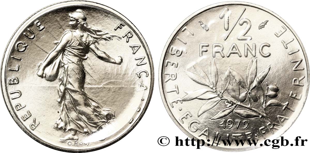1/2 franc Semeuse 1979 Pessac F.198/18 MS70 