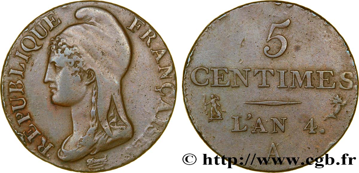 5 centimes Dupré, petit module 1796 Paris F.113/1 MBC48 