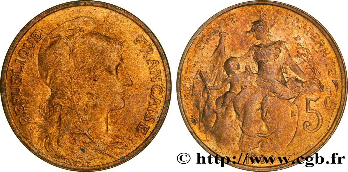5 centimes Daniel-Dupuis 1904  F.119/14 SPL58 