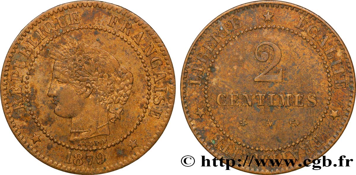 2 centimes Cérès 1879 Paris F.109/5 SUP55 