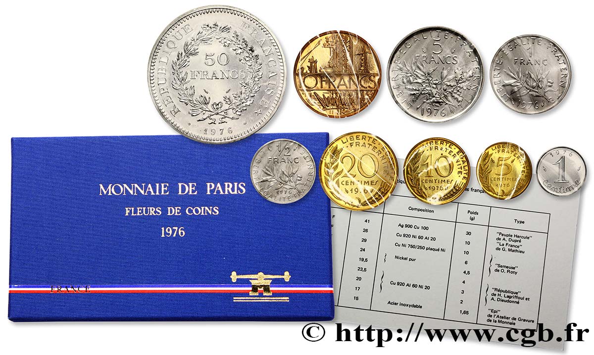 Boîte Fleur de Coins 1976 Paris F.5000/20 FDC70 