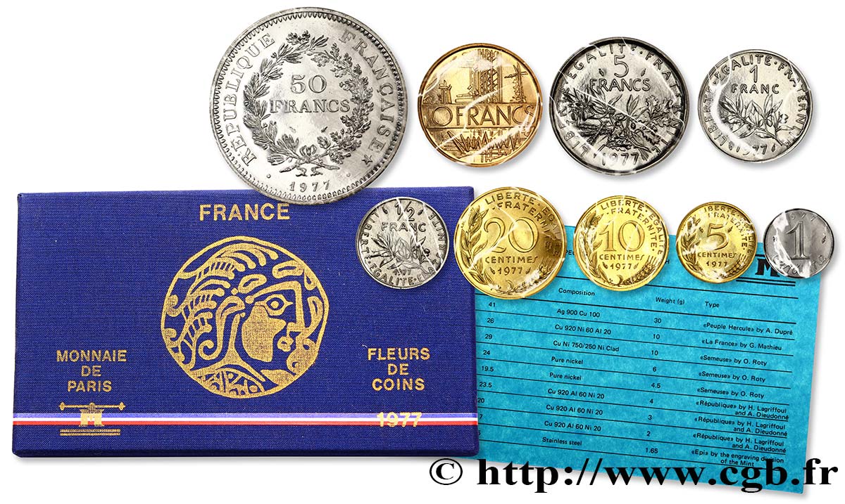 Boîte Fleur de Coins 1977 Paris F.5000/22 FDC70 