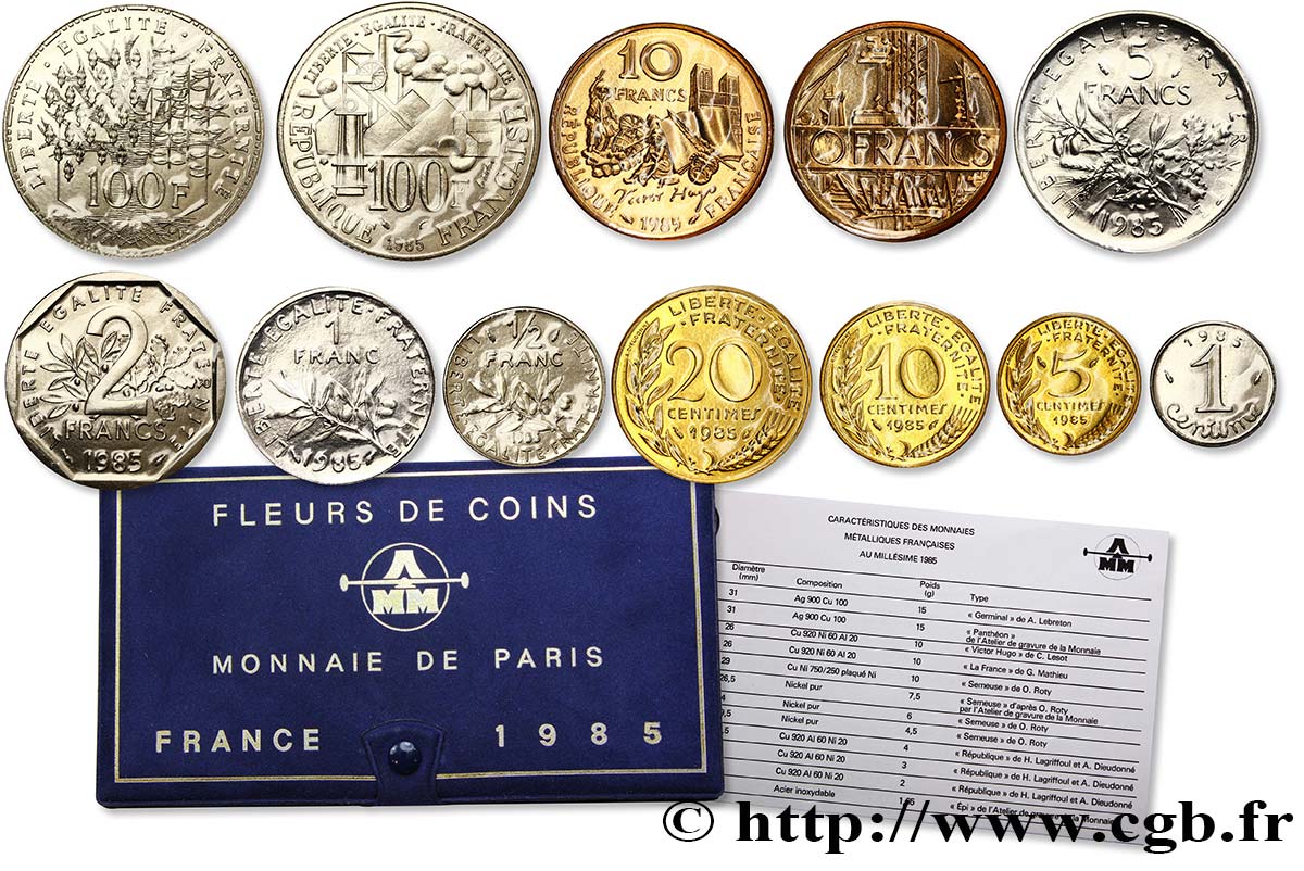 Boîte Fleur de Coins 1985 Paris F.5000/42 MS70 