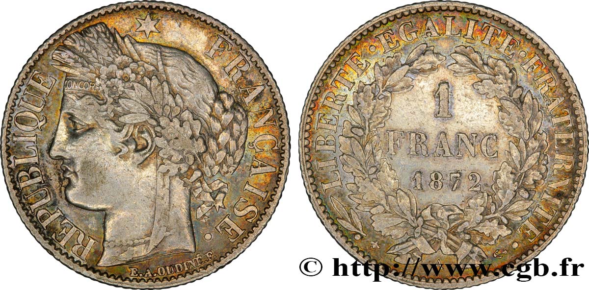 1 franc Cérès, IIIe République 1872 Paris F.216/5 TTB48 