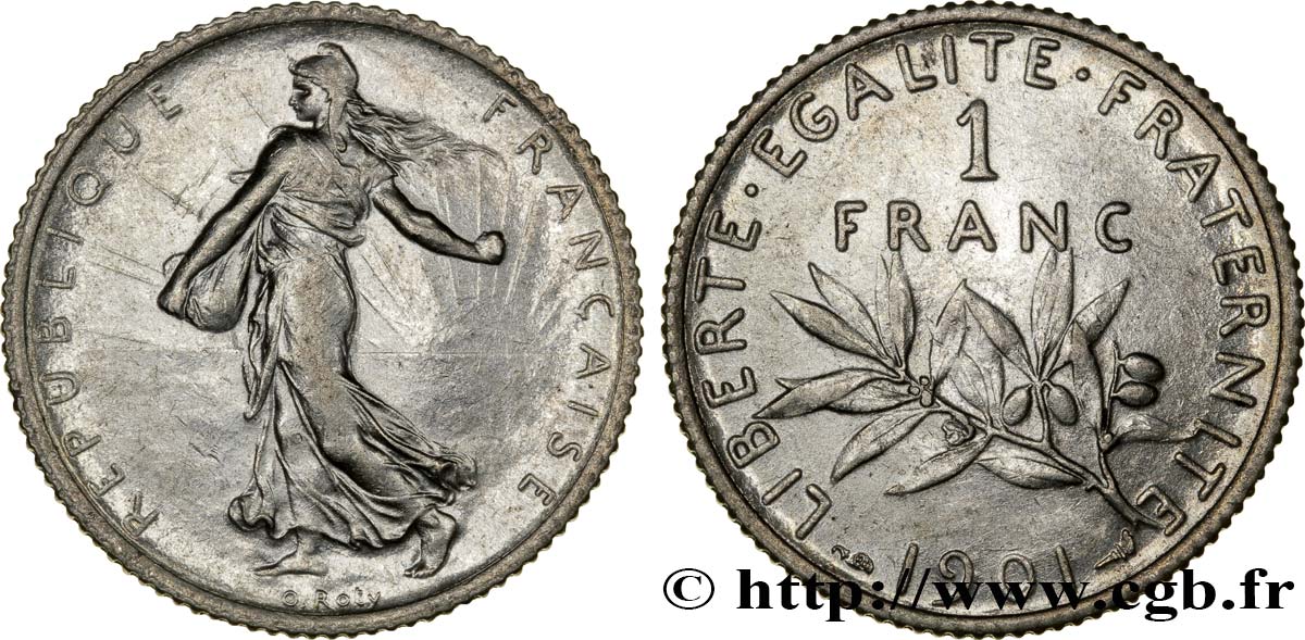 1 franc Semeuse 1901 Paris F.217/6 BB53 