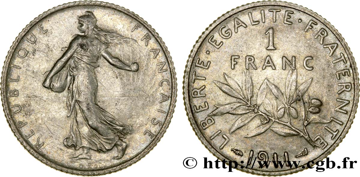 1 franc Semeuse 1911 Paris F.217/16 MBC53 